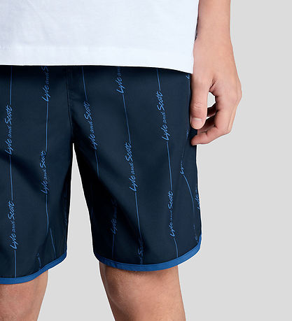 Lyle & Scott Badeshorts - Dark Navy m. Striber
