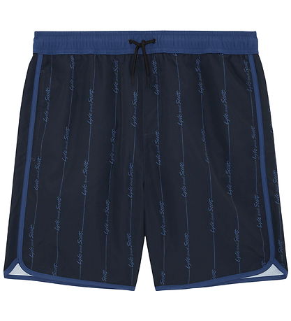 Lyle & Scott Badeshorts - Dark Navy m. Striber
