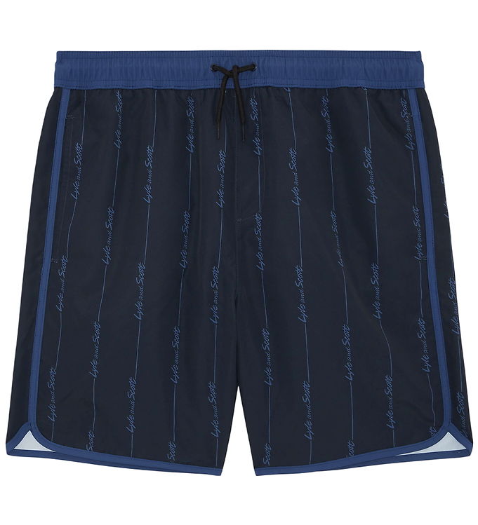 Lyle & Scott Badeshorts - Dark Navy m. Striber