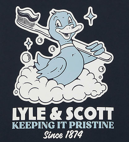 Lyle & Scott T-shirt - Dark Navy m. Print