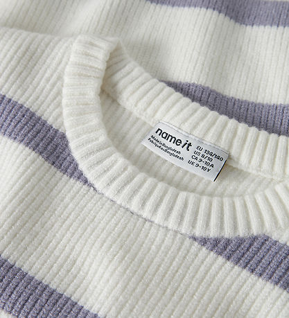 Name It Bluse - Strik - NkfVnilla - Cloud Dancer/Lavender