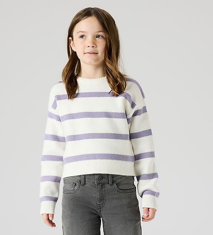 Name It Bluse - Strik - NkfVnilla - Cloud Dancer/Lavender