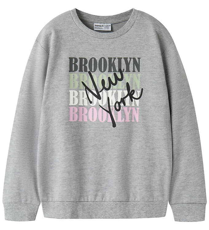Name It Sweatshirt - NkfVenus - Grey Melange/ Brooklyn NY