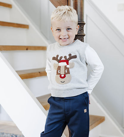 Hust and Claire Vest - Strik - HcPrinco Reindeer - Soft Grey Mel