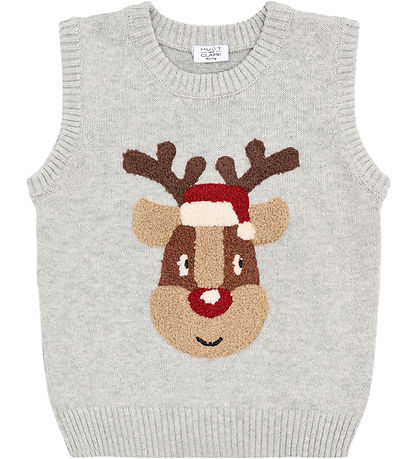 Hust and Claire Vest - Strik - HcPrinco Reindeer - Soft Grey Mel