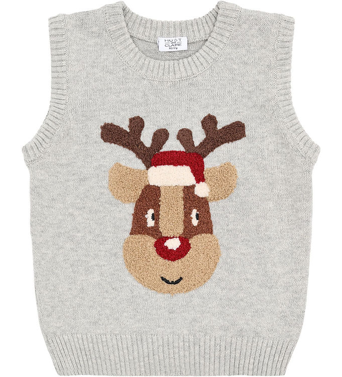 Hust and Claire Vest - Strik - HcPrinco Reindeer - Soft Grey Mel