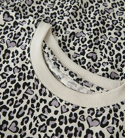 Name It Bluse - NkfVelda - Pumice Stone/Leopard Hearts