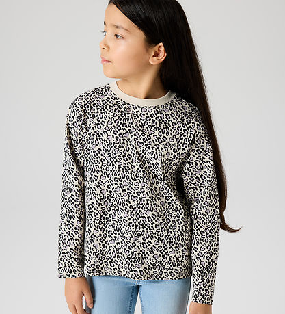 Name It Bluse - NkfVelda - Pumice Stone/Leopard Hearts