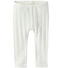 Lil' Atelier Leggings - NbnBob - Coconut Milk m. Hulmønster