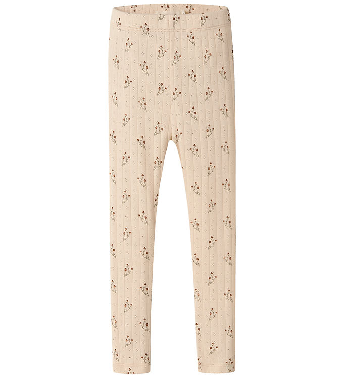 Lil' Atelier Leggings Novelle Peach Med Blomsterprint - Str. 2y 92cm