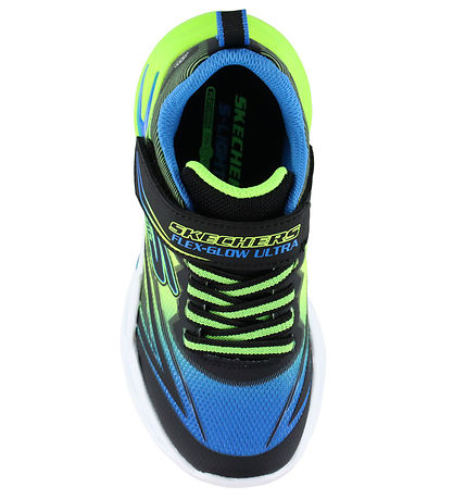 Skechers Sko m. Lys - Flex-Glow Ultra - BLK/Blue/Lime