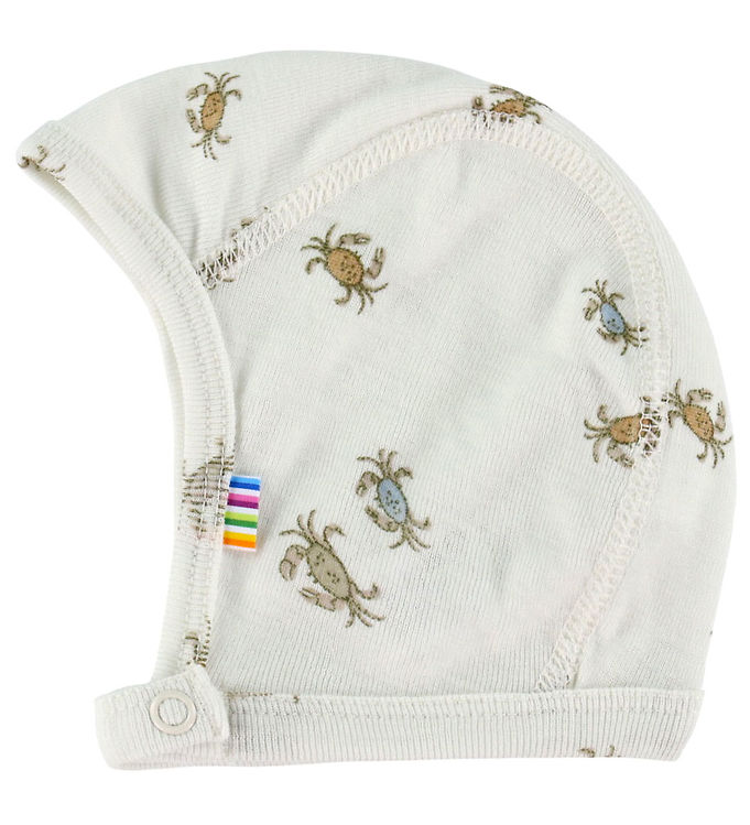 Joha Babyhjelm - Uld/Silke - Off White m. Krabber billede
