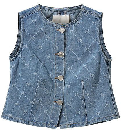 Sofie Schnoor Denimnvest - Carla - Denim Blue m. Harlequinmønste