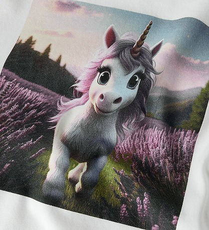 Name It Bluse - NmfVotea - Cloud Dancer/Lavender Unicorn