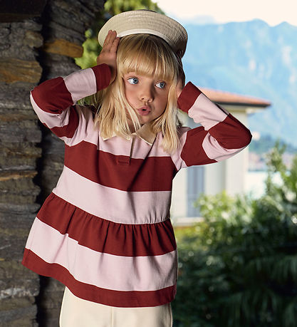 Moncler Polobluse - Rød/Rosastribet