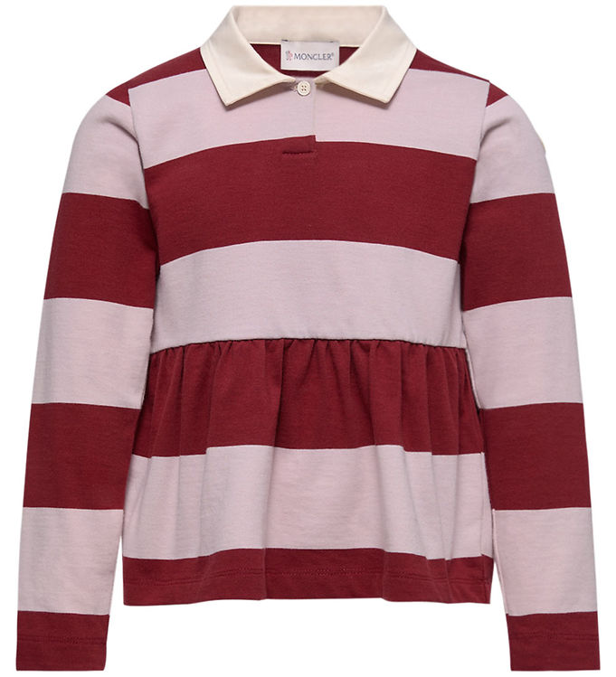 Moncler Polobluse - Rød/Rosastribet