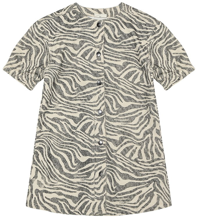 Minymo Kjole - White Swan m. Zebrastriber