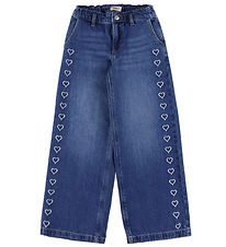Kids Only Jeans - Wide - KogComet - Medium+ Blue Denim/Heart Emb