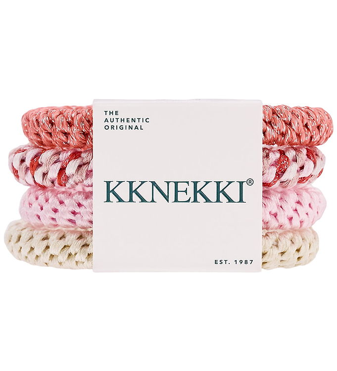 Kknekki Hårelastikker - 4-pak - Rosa/Creme