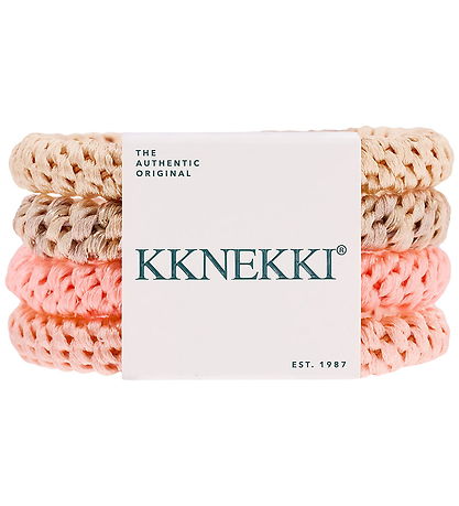 Kknekki Hårelastikker - 4-pak - Beige/Rosa