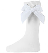 Condor Knæstrømper - Hvid m. Sløjfe