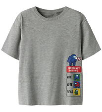name It T-shirt - NkmDise - Amongus - Grey Melange
