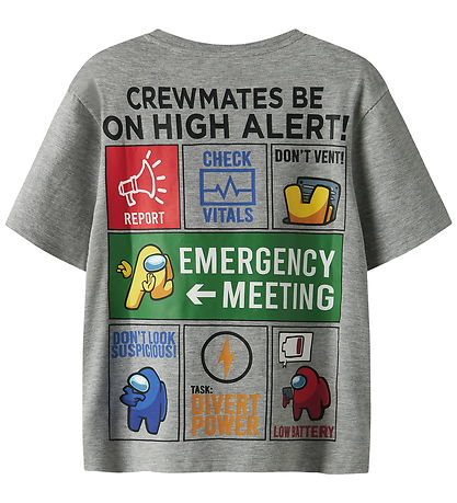 name It T-shirt - NkmDise - Amongus - Grey Melange
