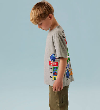 name It T-shirt - NkmDise - Amongus - Grey Melange