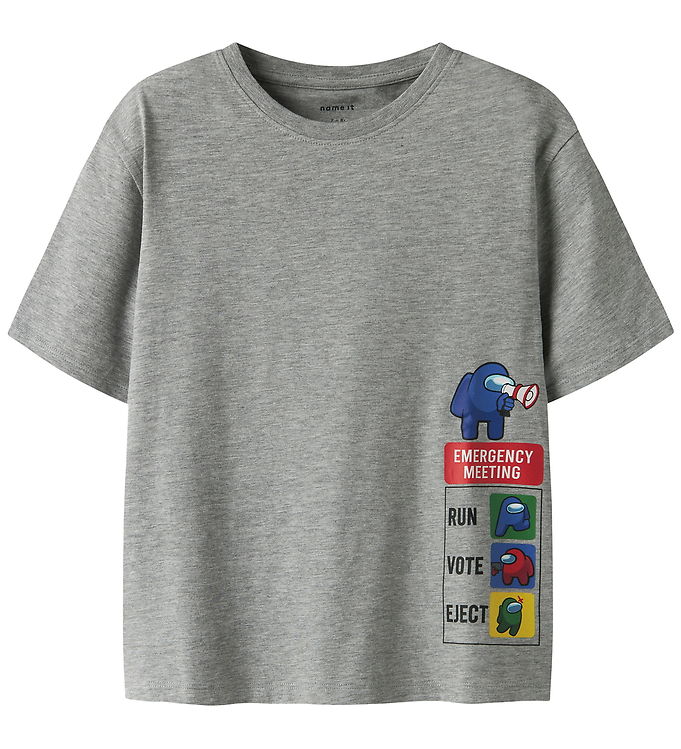 name It T-shirt - NkmDise - Amongus - Grey Melange