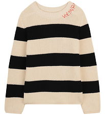 Zadig & Voltaire Bluse - Strik - Off White/Sortstribet