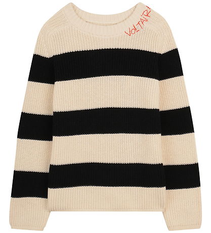 Zadig & Voltaire Bluse - Strik - Off White/Sortstribet