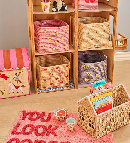 Rice Opbevaringskurv - 30x30 cm - Raffia - Dots In Glory Days Co