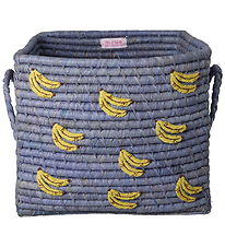 Rice Kurv - 30x30 cm - Raffia - Bananas All Over Embroidery