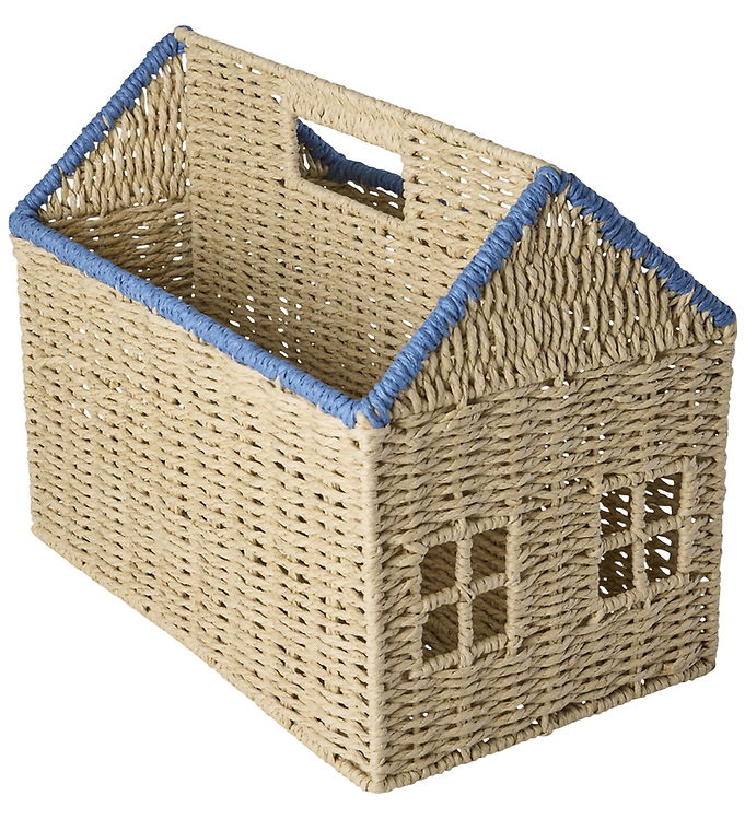 Rice Kurv - Papir Og Magazine Holder - House Shape m. Blue Detai