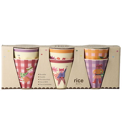Rice Kopper - Melamin - 6 stk. - 160 ml - Hero Print/Pink