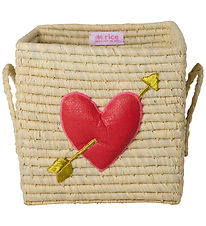 Rice 바구니 - 20x20cm - 라피아 - 3D 하트