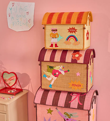Rice Opbevaringskurve - Raffia - 3 stk. 52/45/37 cm - Hero/Pink