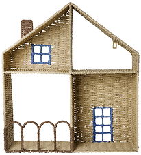 Rice Hylde - 45x50 cm - Hus - Natur m. Blå