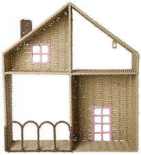Rice Hylde - 45x50 cm - Hus - Natur m. Rosa