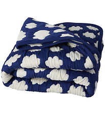 Rice Tæppe - 95x75 cm - Hvid/Blå m. Skyer