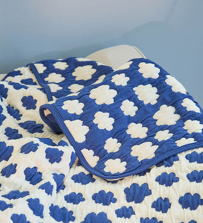 Rice Tæppe - 95x75 cm - Hvid/Blå m. Skyer