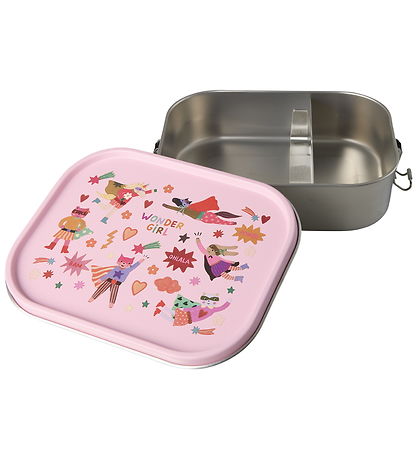 Rice Madkasse - Rustfrit Stål - Stor - m. 2 Rum - Hero/Pink