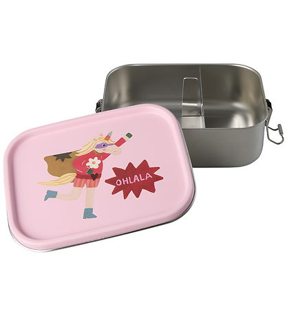 Rice Madkasse - Rustfrit Stål - Lille - m. 2 Rum - Hero/Pink