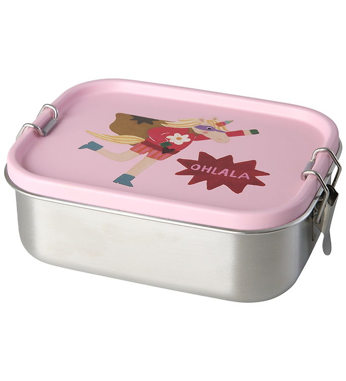 Rice Madkasse - Rustfrit Stål - Lille - m. 2 Rum - Hero/Pink