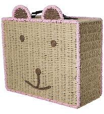 Rice Kuffert - 40x34 cm - Natur/Rosa m. Bjørn