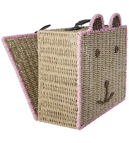 Rice Kuffert - 40x34 cm - Natur/Rosa m. Bjørn