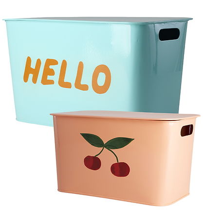 Rice Opbevaringskasser - 42 cm - 2 stk. - Metal - Mint/Soft Cora