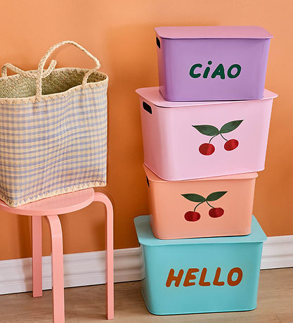 Rice Opbevaringskasser - 42 cm - 2 stk. - Metal - Rosa/Lilla m. 