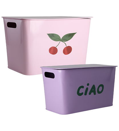 Rice Opbevaringskasser - 42 cm - 2 stk. - Metal - Rosa/Lilla m. 