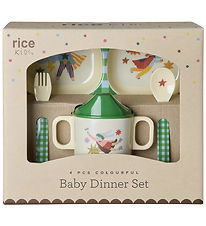 Rice Spisesæt - Melamin - 4 Dele - Hero/Grøn